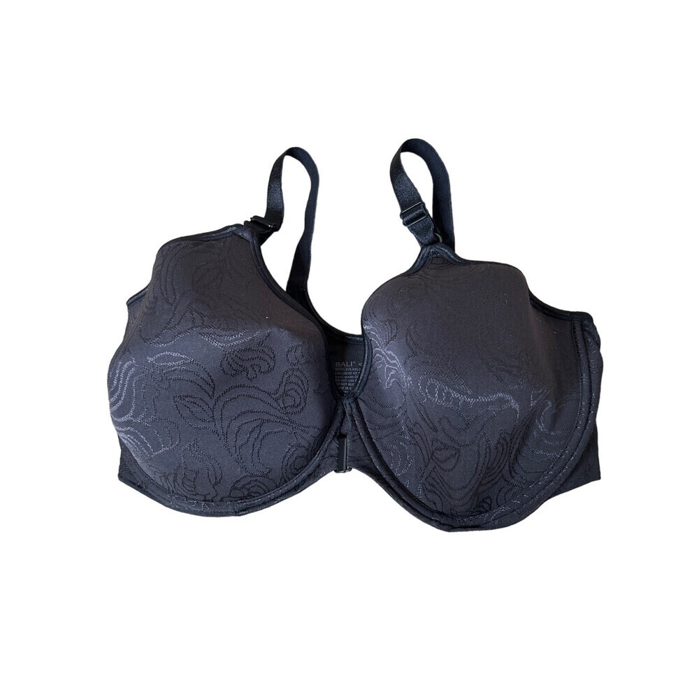 Bali brand bra black comfort underwire lightly padded 42DD front closure